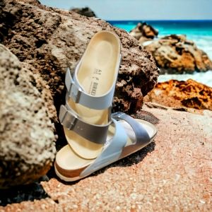 Birkenstock, Silver & Pastel 2-strap, Size  41 (10)